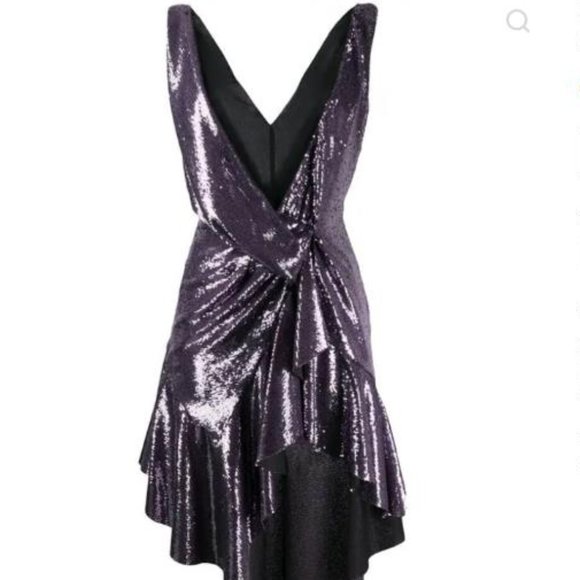 Philosophy Di Lorenzo Serafini IT 40 $1,395 sequined Ruffle Purple Dress NEW - Picture 3 of 9